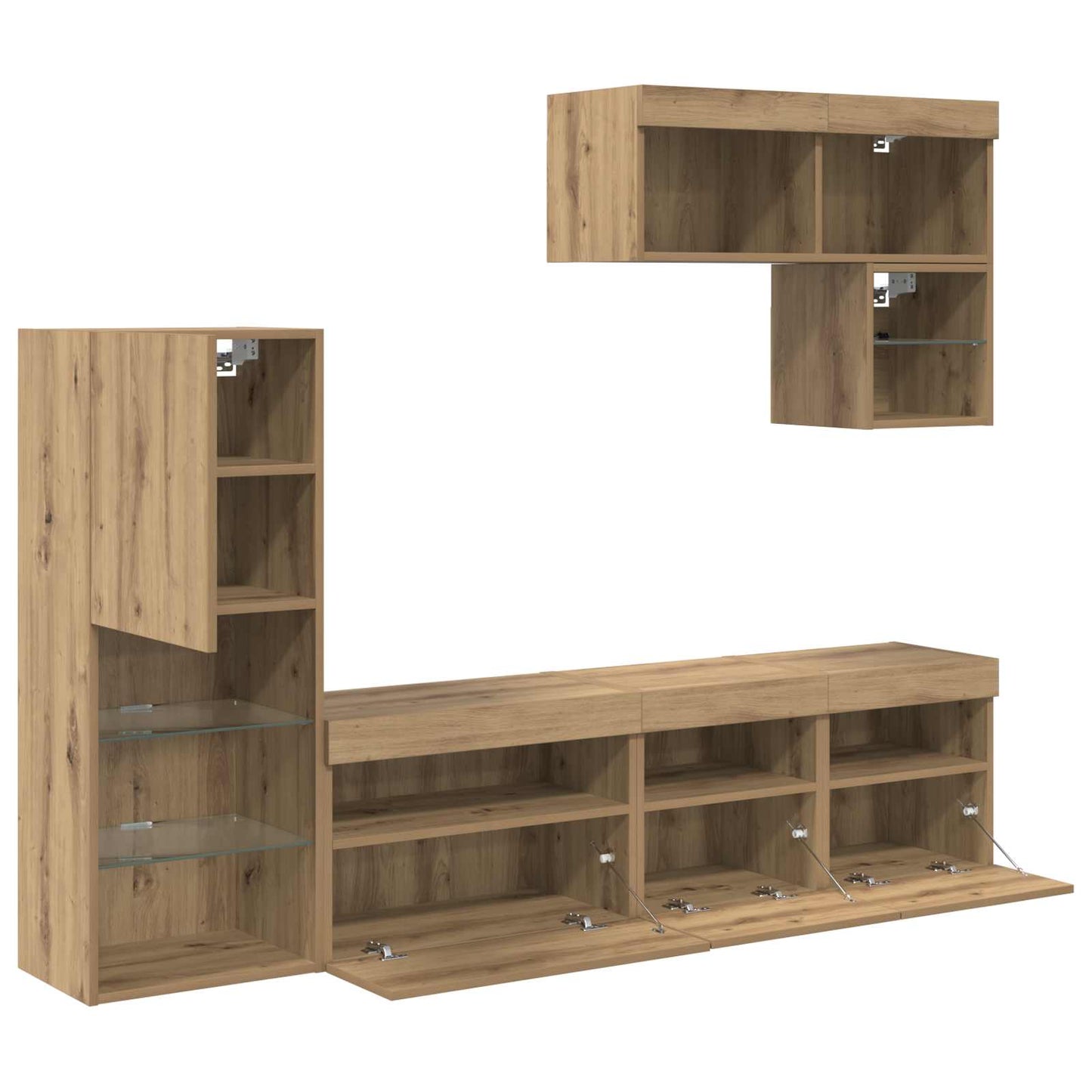 TV-Wandgeräte 6 stk. Artisan-Eiche Holzwerkstoff