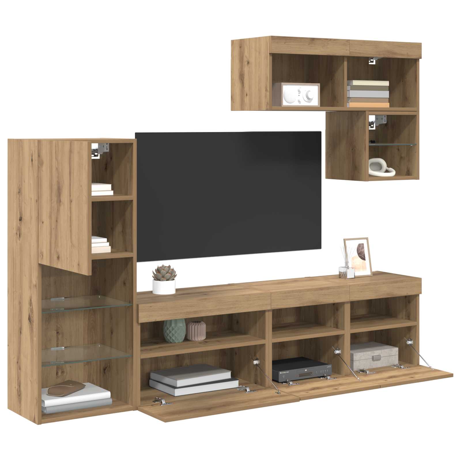 TV-Wandgeräte 6 stk. Artisan-Eiche Holzwerkstoff