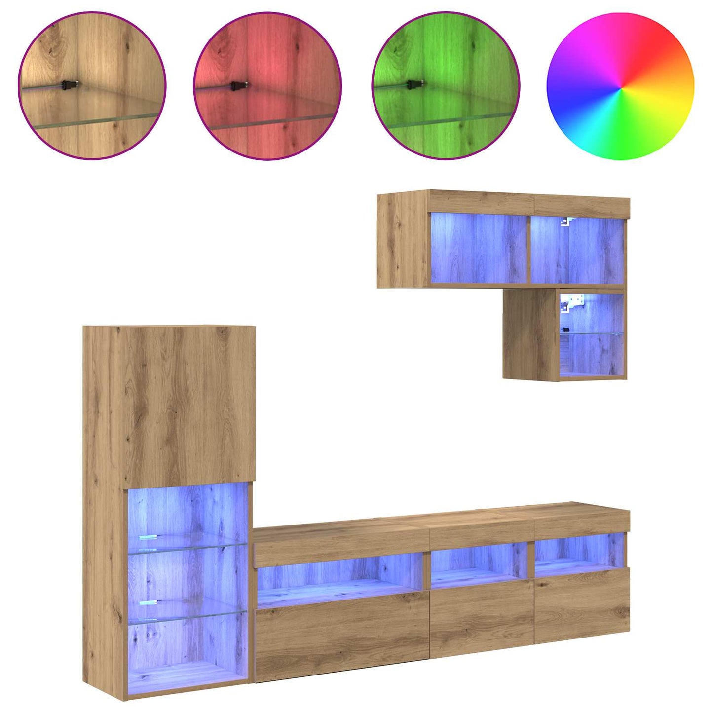 TV-Wandgeräte 6 stk. Artisan-Eiche Holzwerkstoff
