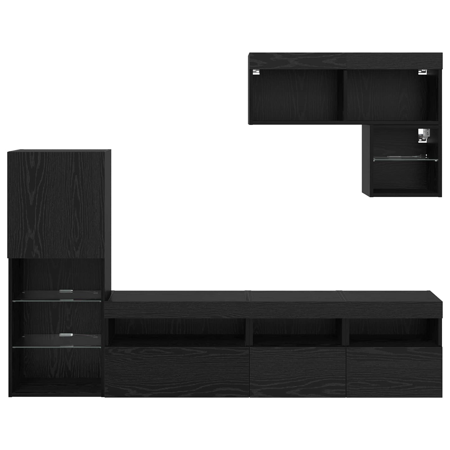 TV-Wandgeräte 6 pcs Schwarz Eichen-Optik Holzwerkstoff