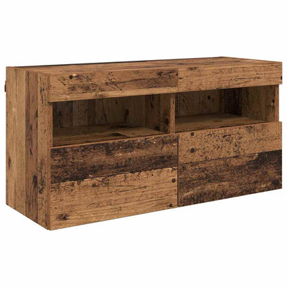 TV Wand Einheiten mit LED 5 stk. Altholz Holzwerkstoff