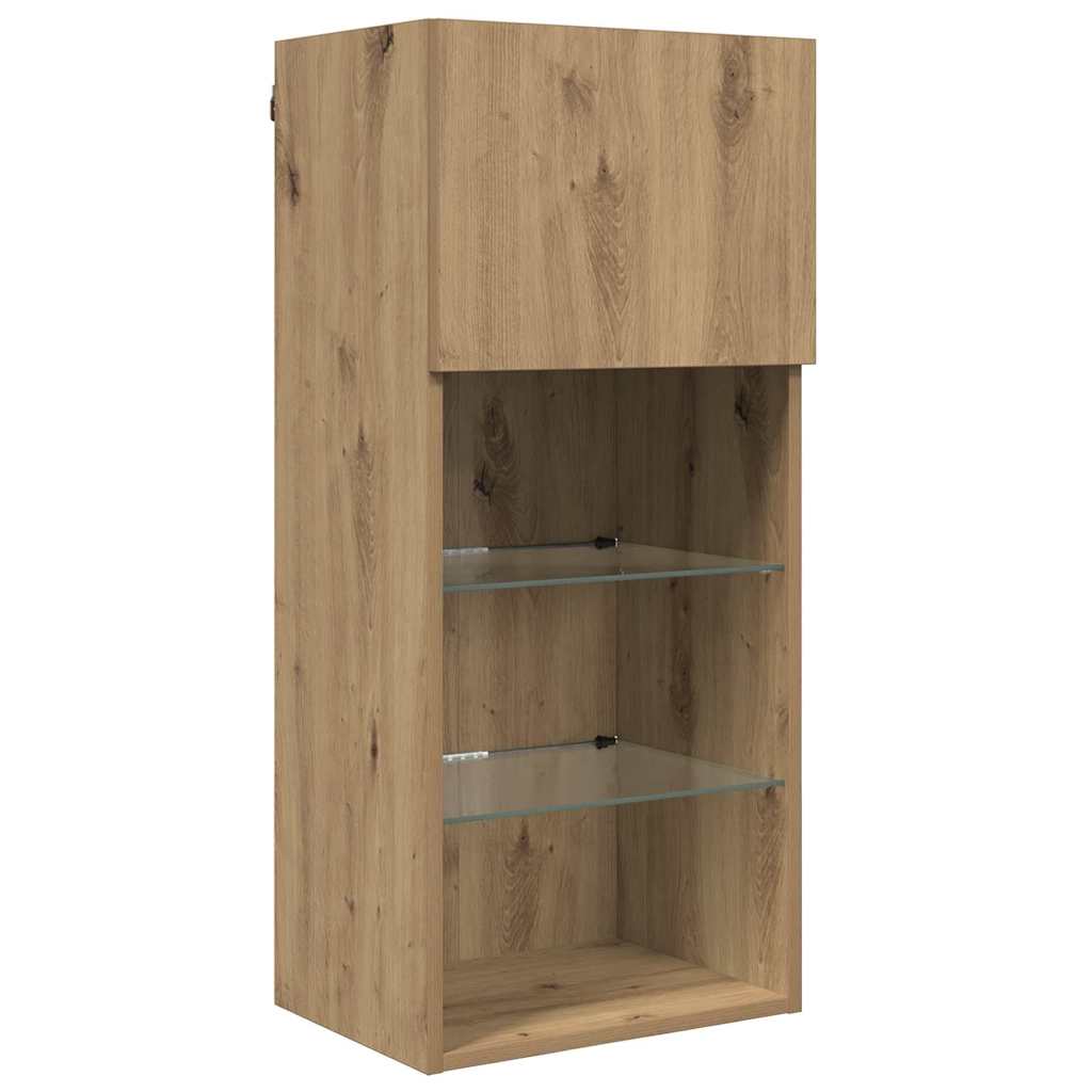 TV Wand Einheiten mit LED 5 pcs Artisan-Eiche Holzwerkstoff
