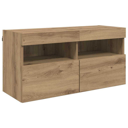 TV Wand Einheiten mit LED 5 stk. Artisan-Eiche Holzwerkstoff