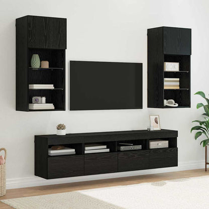 TV Wand Einheiten mit LED 5 stk. Schwarz Eichen-Optik