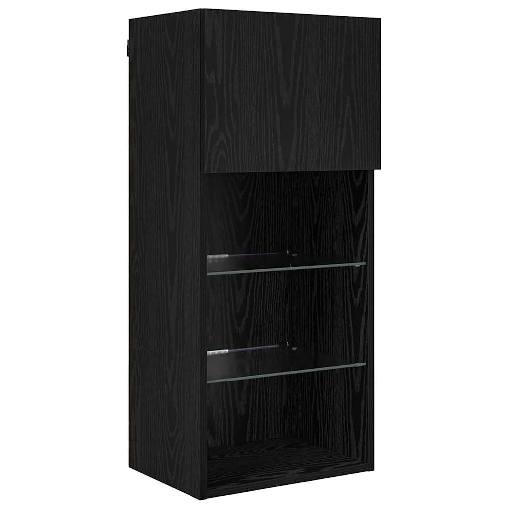 TV Wand Einheiten mit LED 5 pcs Schwarz Eichen-Optik