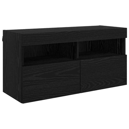 TV Wand Einheiten mit LED 5 stk. Schwarz Eichen-Optik
