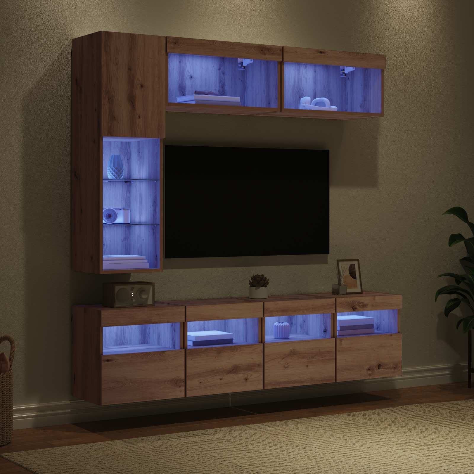 TV-Schränk 7 stk. Artisan-Eiche Holzwerkstoff
