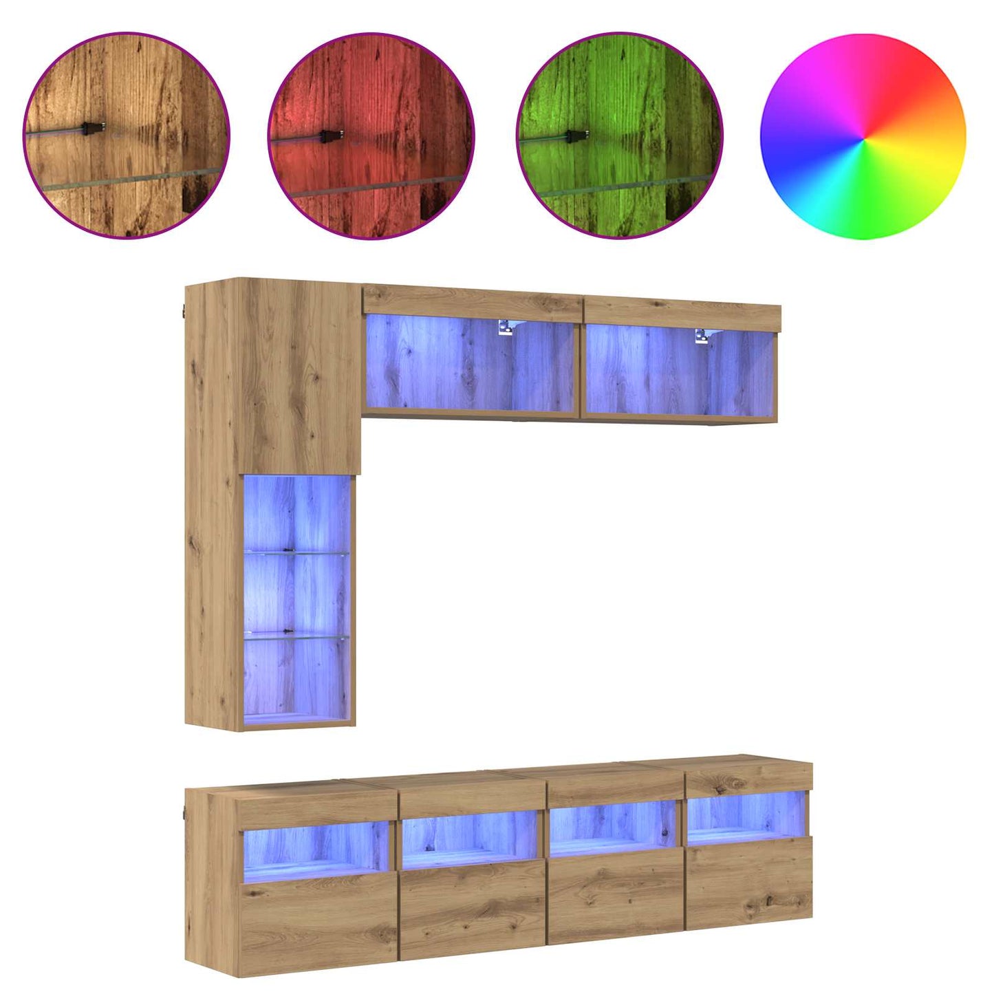 TV-Schränk 7 stk. Artisan-Eiche Holzwerkstoff
