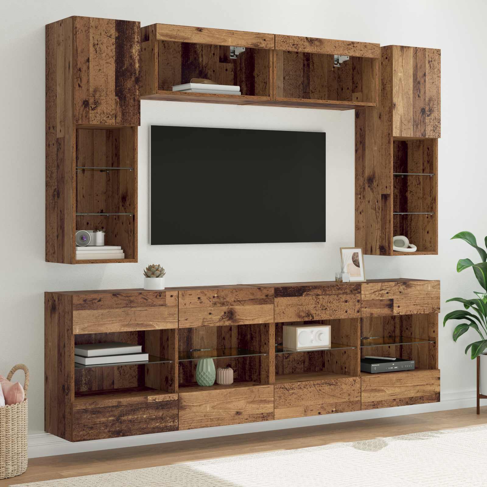 TV-Wandregal-Set 6 stk. Altholz Holzwerkstoff