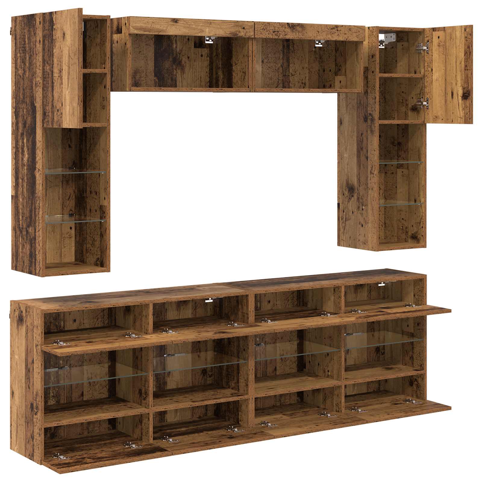 TV-Wandregal-Set 6 stk. Altholz Holzwerkstoff