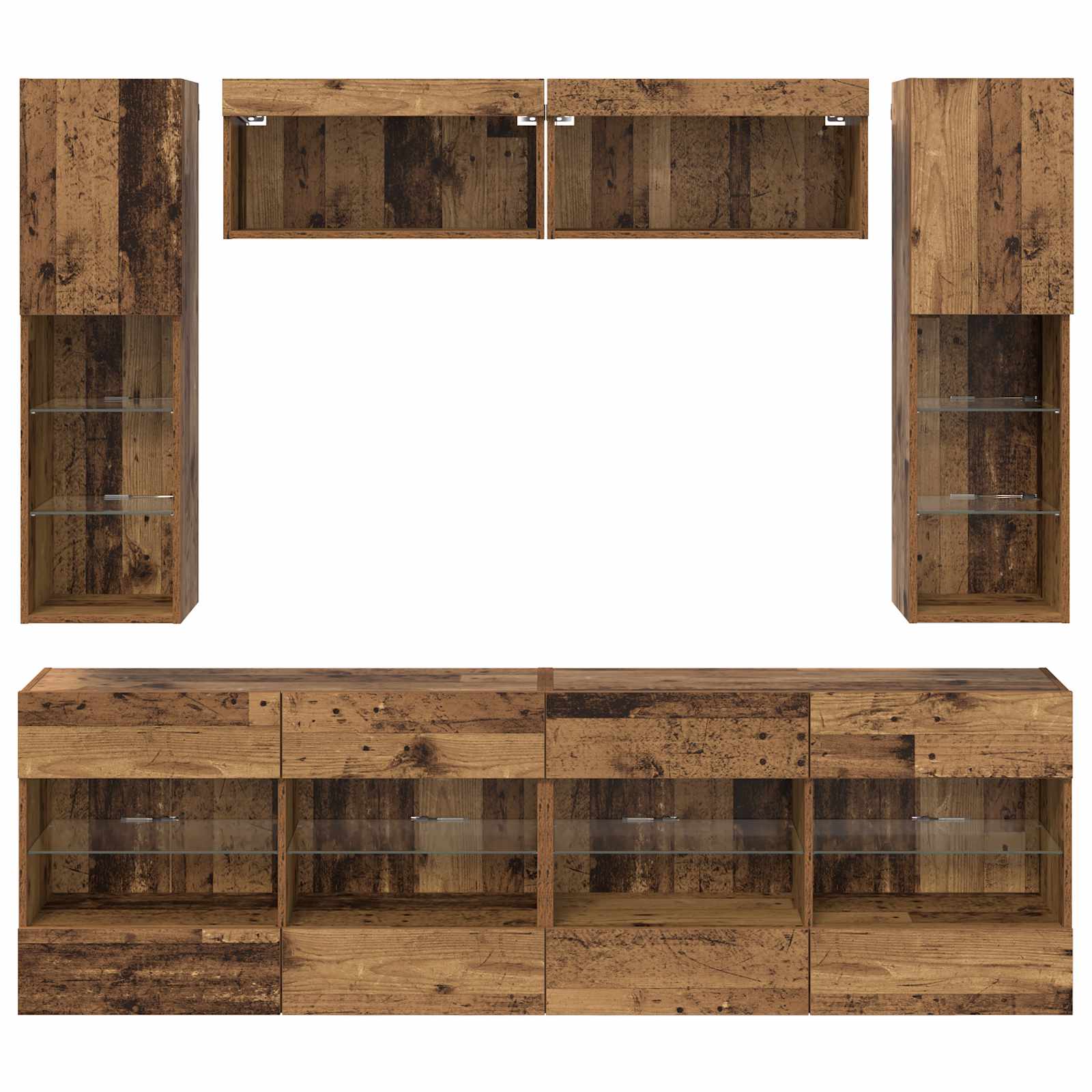 TV-Wandregal-Set 6 stk. Altholz Holzwerkstoff