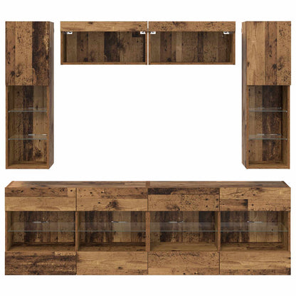 TV-Wandregal-Set 6 stk. Altholz Holzwerkstoff