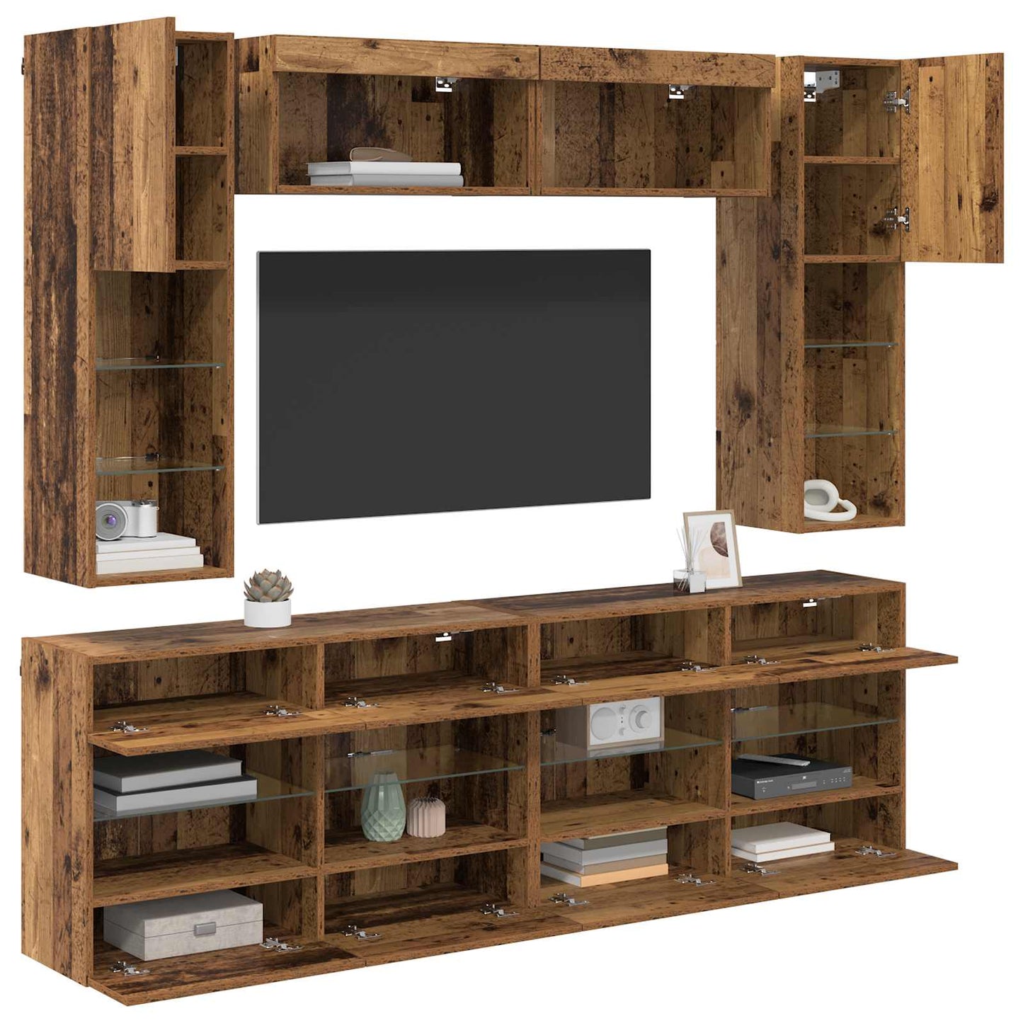 TV-Wandregal-Set 6 stk. Altholz Holzwerkstoff