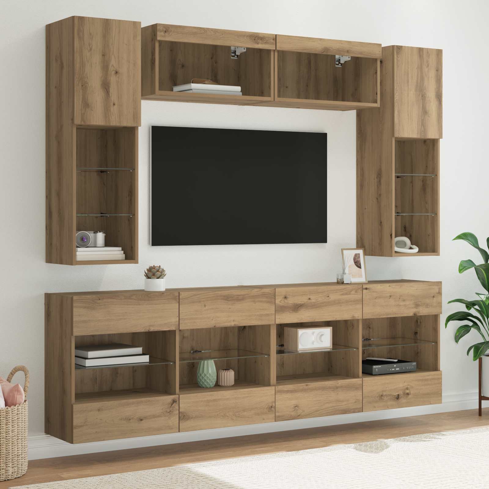 TV-Wandregal-Set 6 pcs Artisan-Eiche Holzwerkstoff