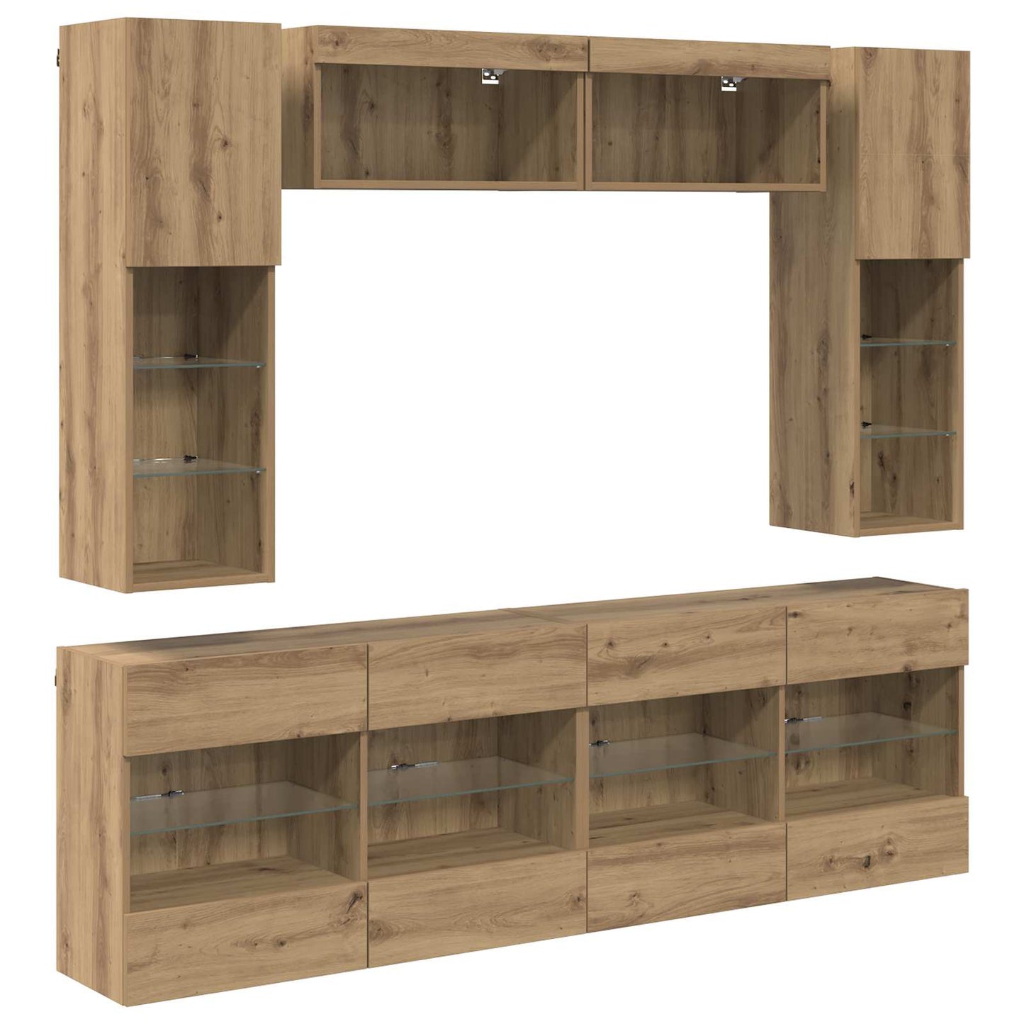TV-Wandregal-Set 6 pcs Artisan-Eiche Holzwerkstoff