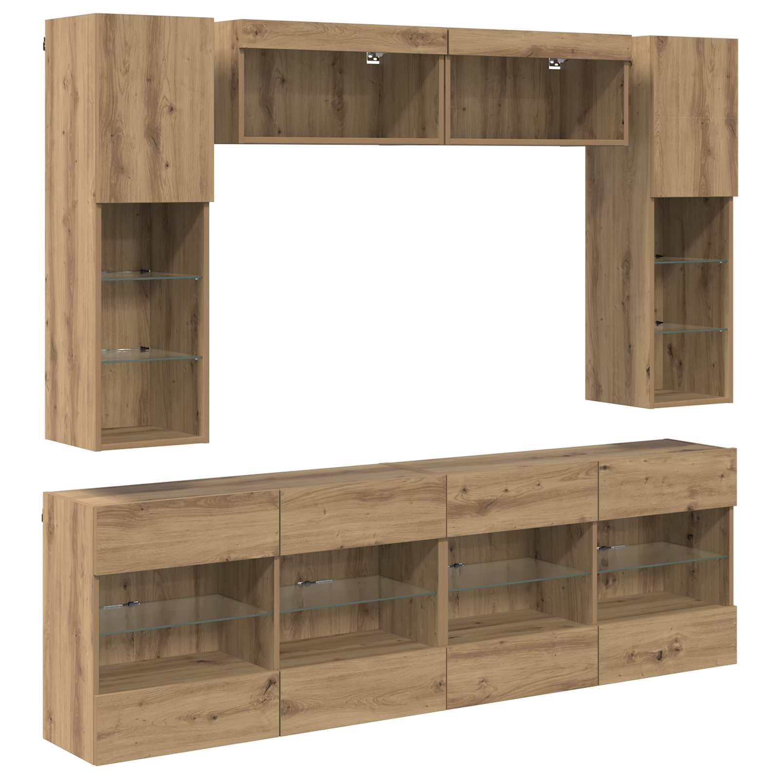 TV-Wandregal-Set 6 pcs Artisan-Eiche Holzwerkstoff