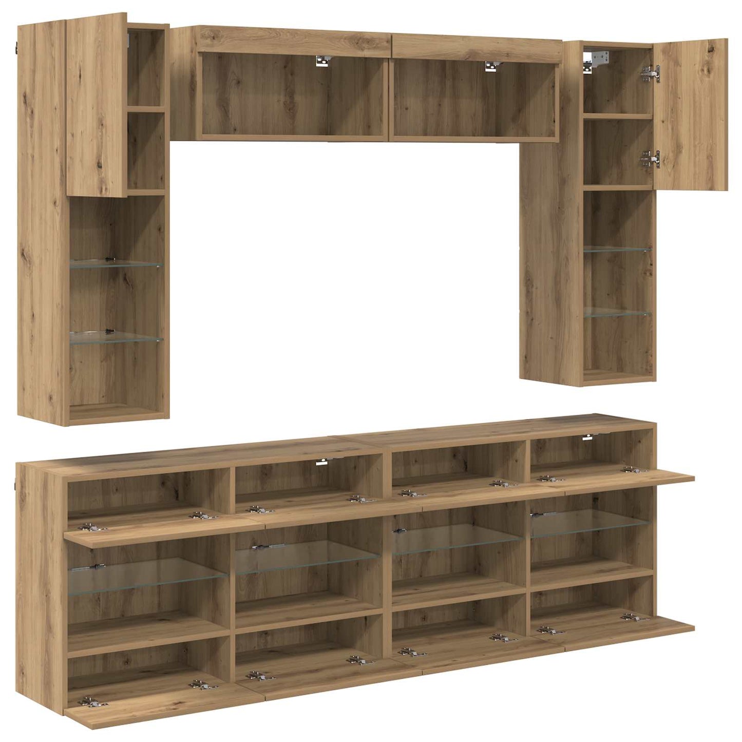 TV-Wandregal-Set 6 pcs Artisan-Eiche Holzwerkstoff
