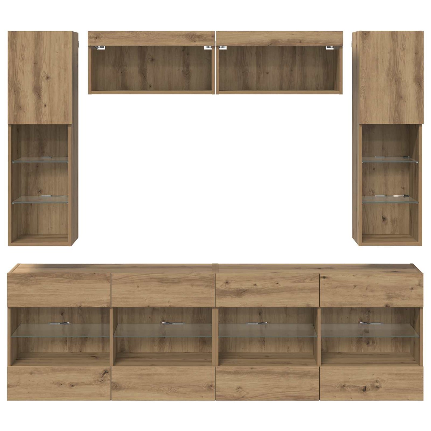 TV-Wandregal-Set 6 pcs Artisan-Eiche Holzwerkstoff