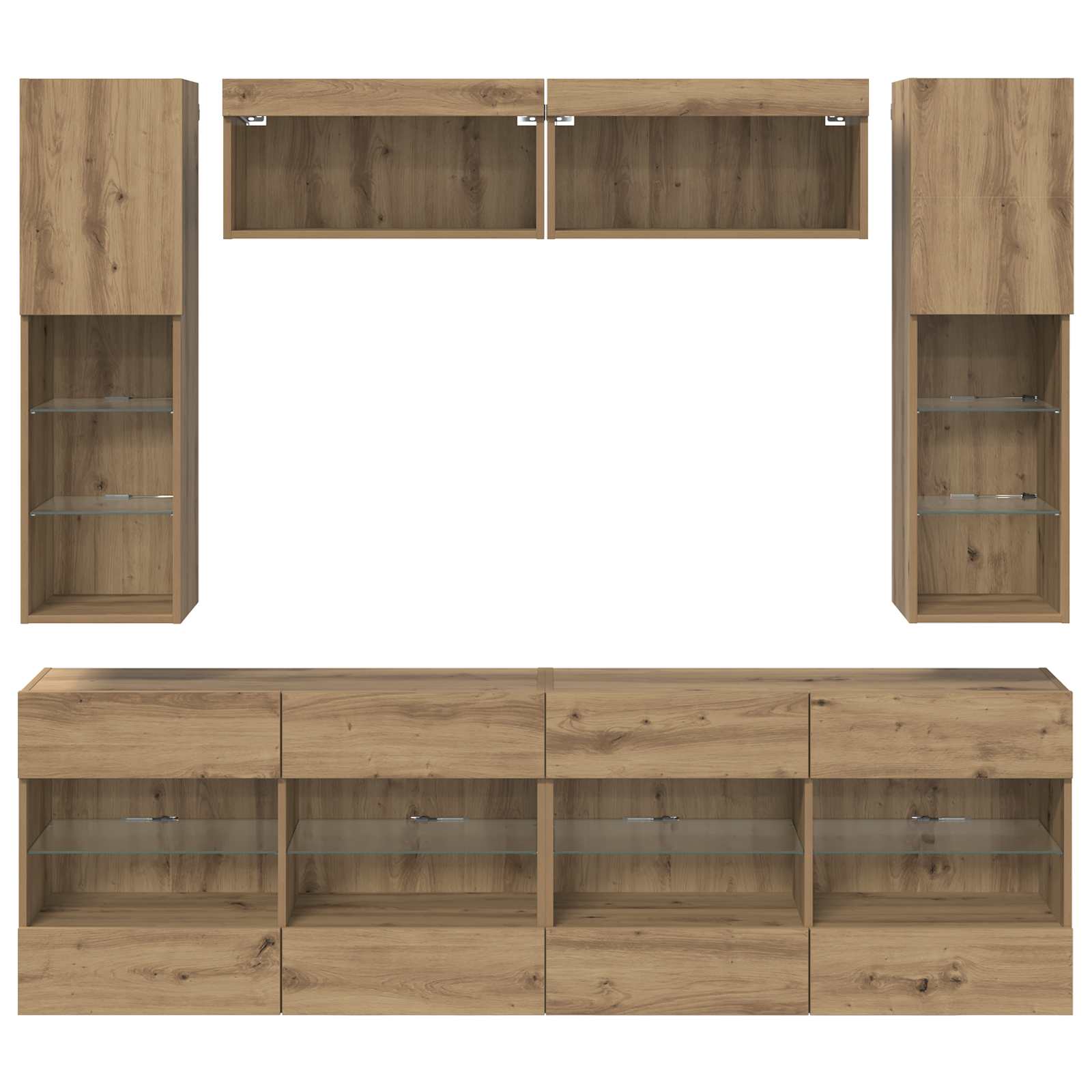 TV-Wandregal-Set 6 pcs Artisan-Eiche Holzwerkstoff