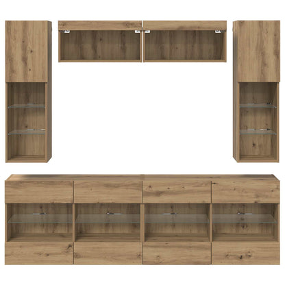 TV-Wandregal-Set 6 stk. Artisan-Eiche Holzwerkstoff