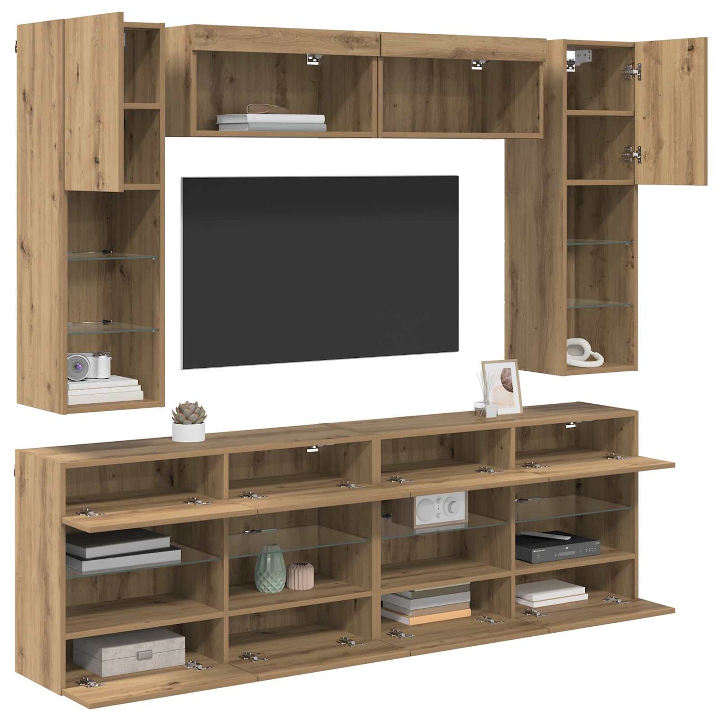 TV-Wandregal-Set 6 pcs Artisan-Eiche Holzwerkstoff