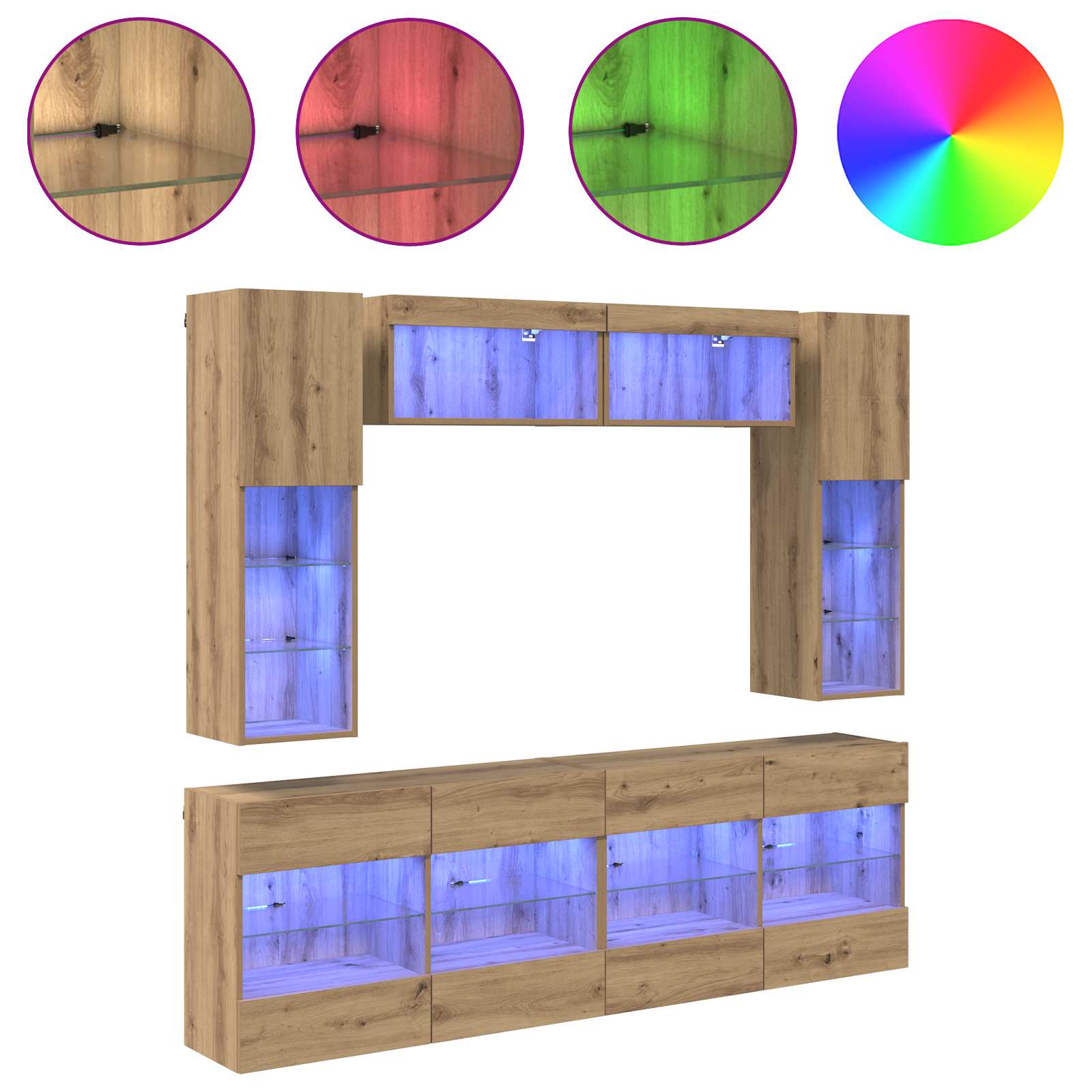 TV-Wandregal-Set 6 pcs Artisan-Eiche Holzwerkstoff