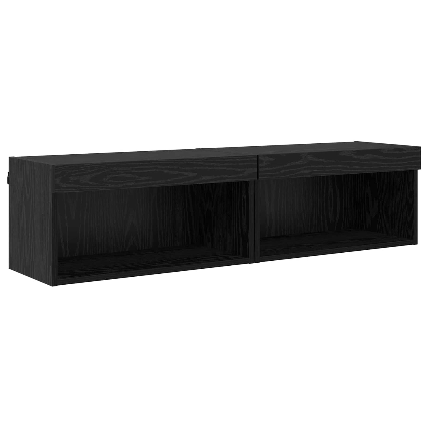 TV-Wandregal-Set mit LED 6 pcs Schwarze Eiche Holzwerkstoff