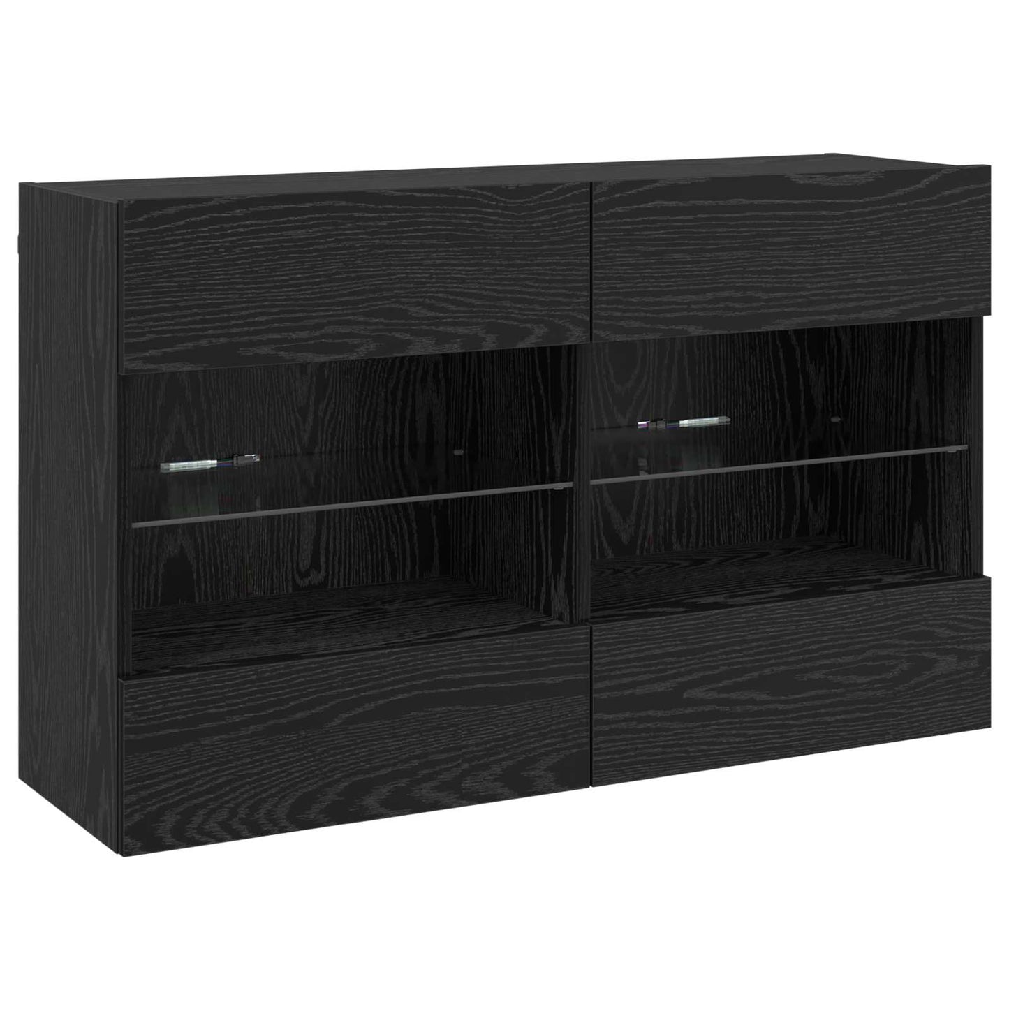 TV-Wandregal-Set mit LED 6 pcs Schwarze Eiche Holzwerkstoff