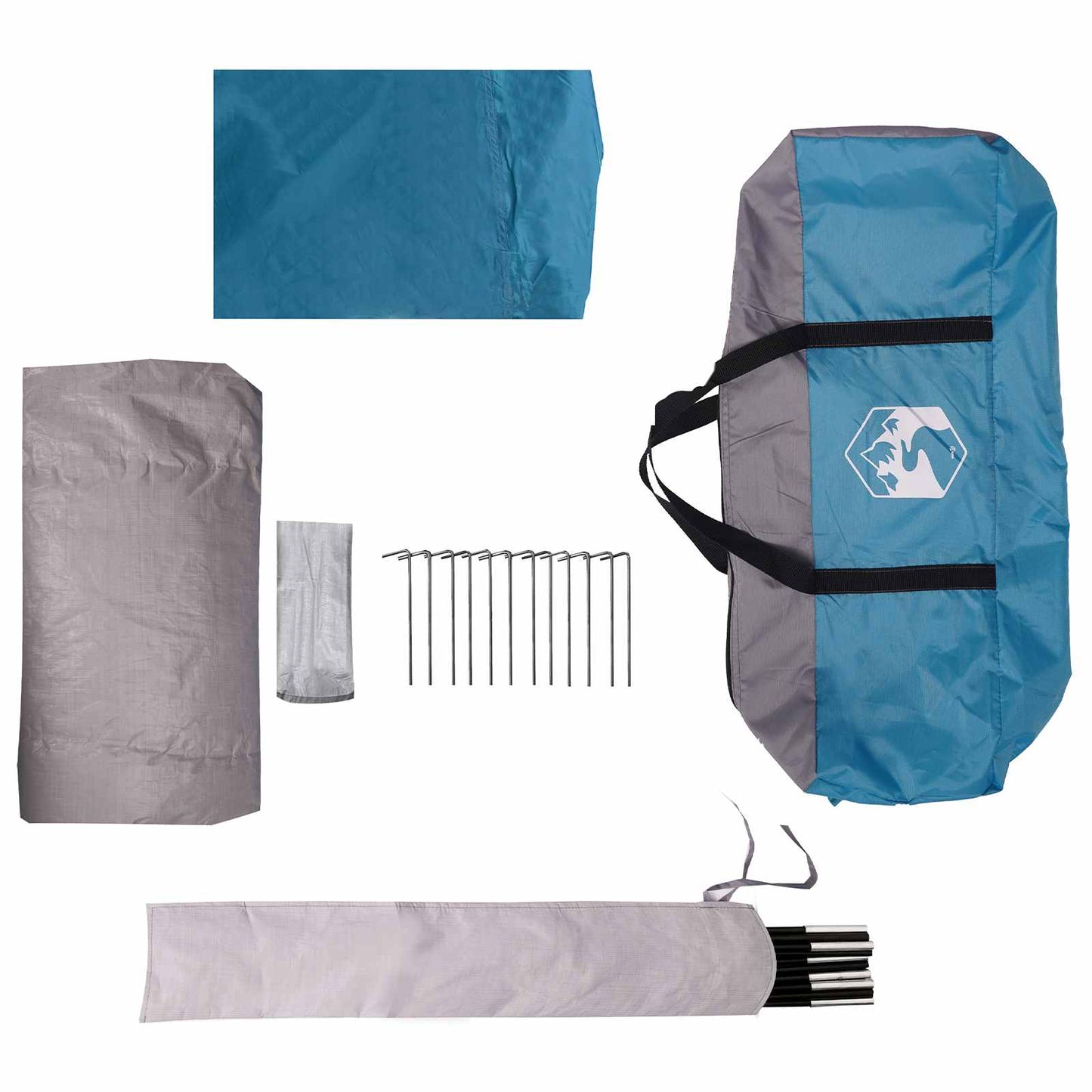 Kuppelzelt mit abnehmbarem Regenfly 4 Personen Blau