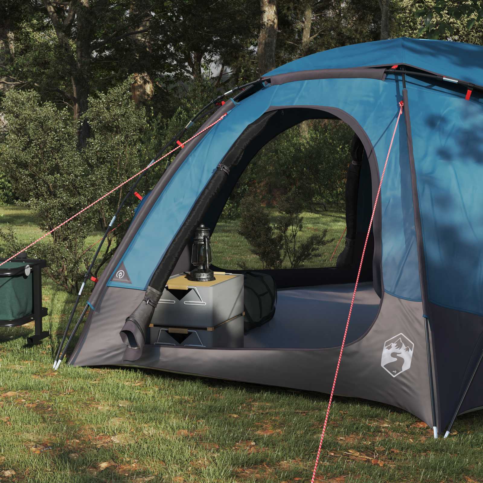 Kuppelzelt mit abnehmbarem Regenfly 4 Personen Blau
