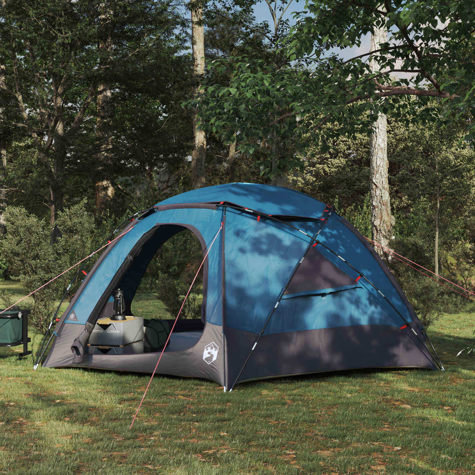 Kuppelzelt mit abnehmbarem Regenfly 4 Personen Blau