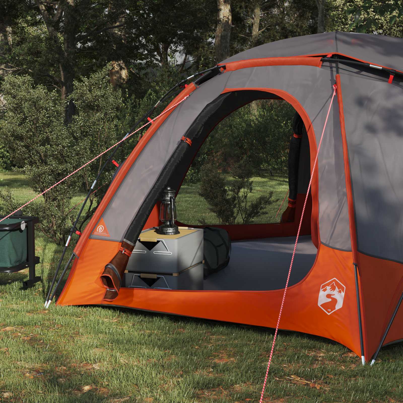 Kuppelzelt mit abnehmbarem Regenfly 4 Personen Grau und Orange