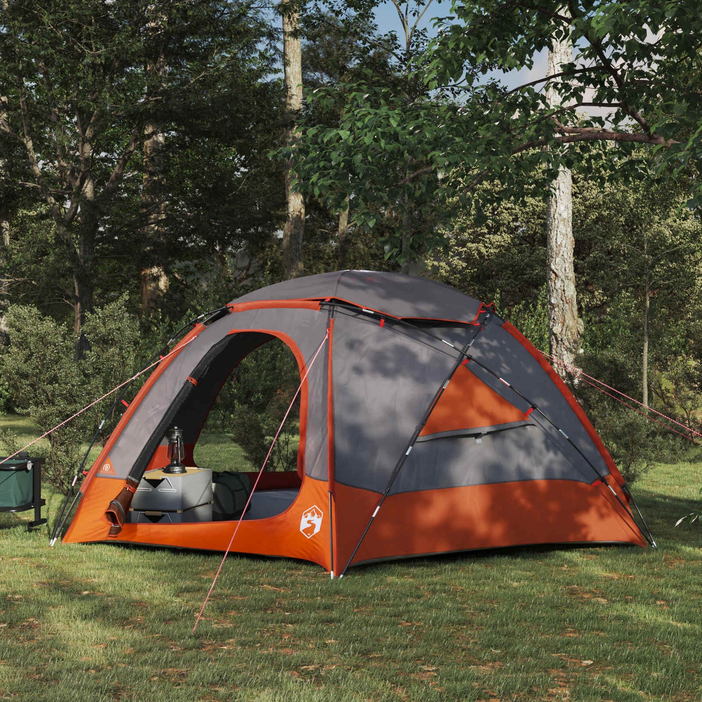 Kuppelzelt mit abnehmbarem Regenfly 4 Personen Grau und Orange