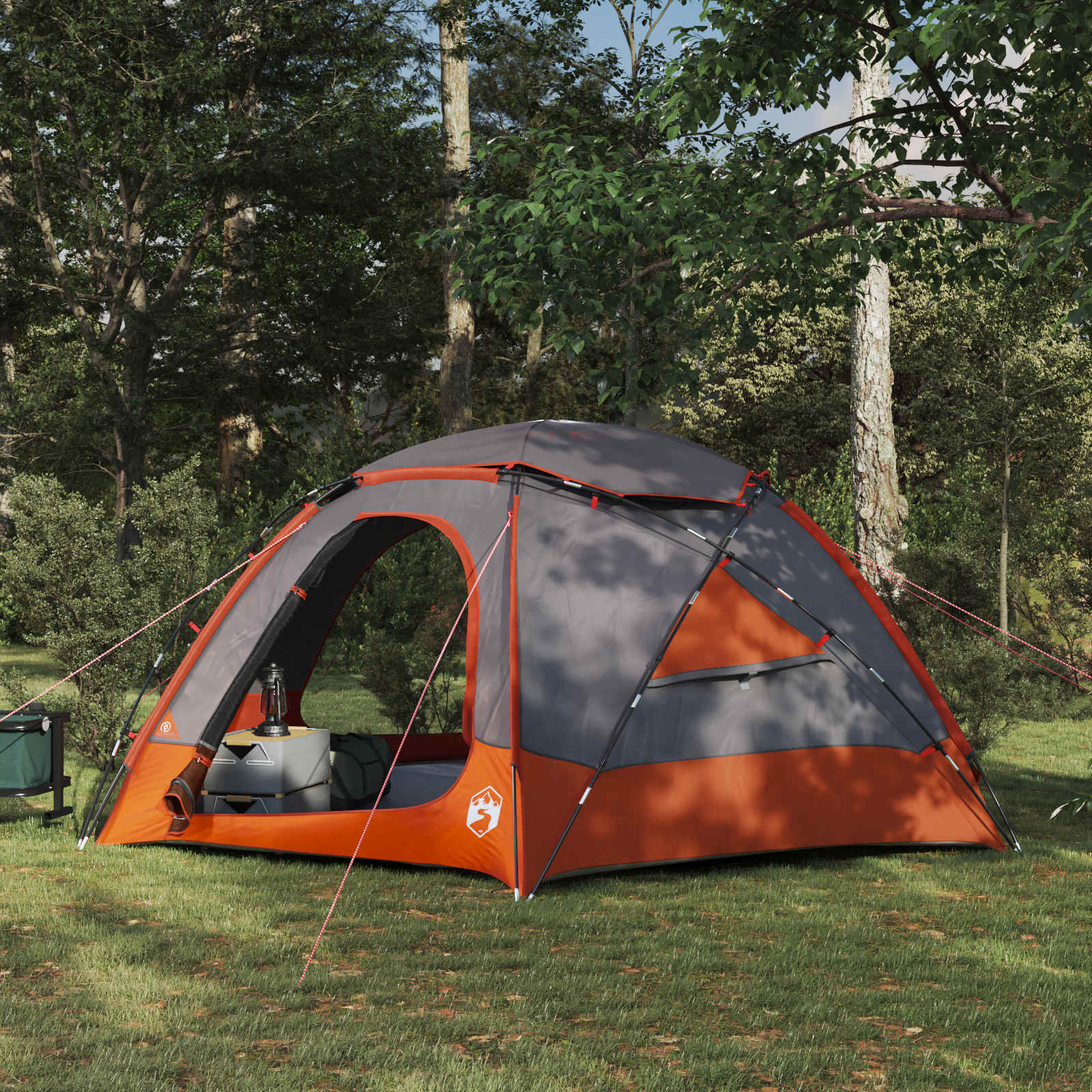 Kuppelzelt mit abnehmbarem Regenfly 4 Personen Grau und Orange