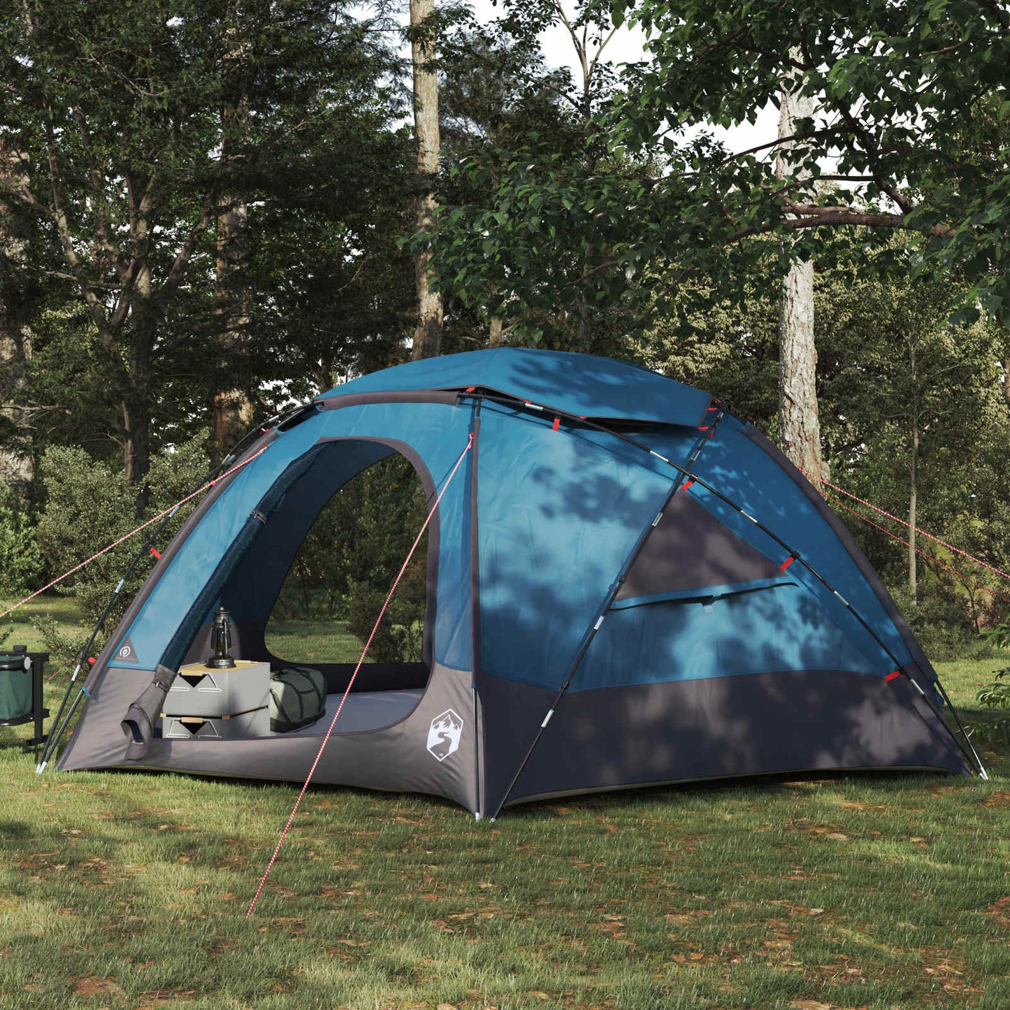 Kuppelzelt mit abnehmbarem Regenfly 8 Personen Blau