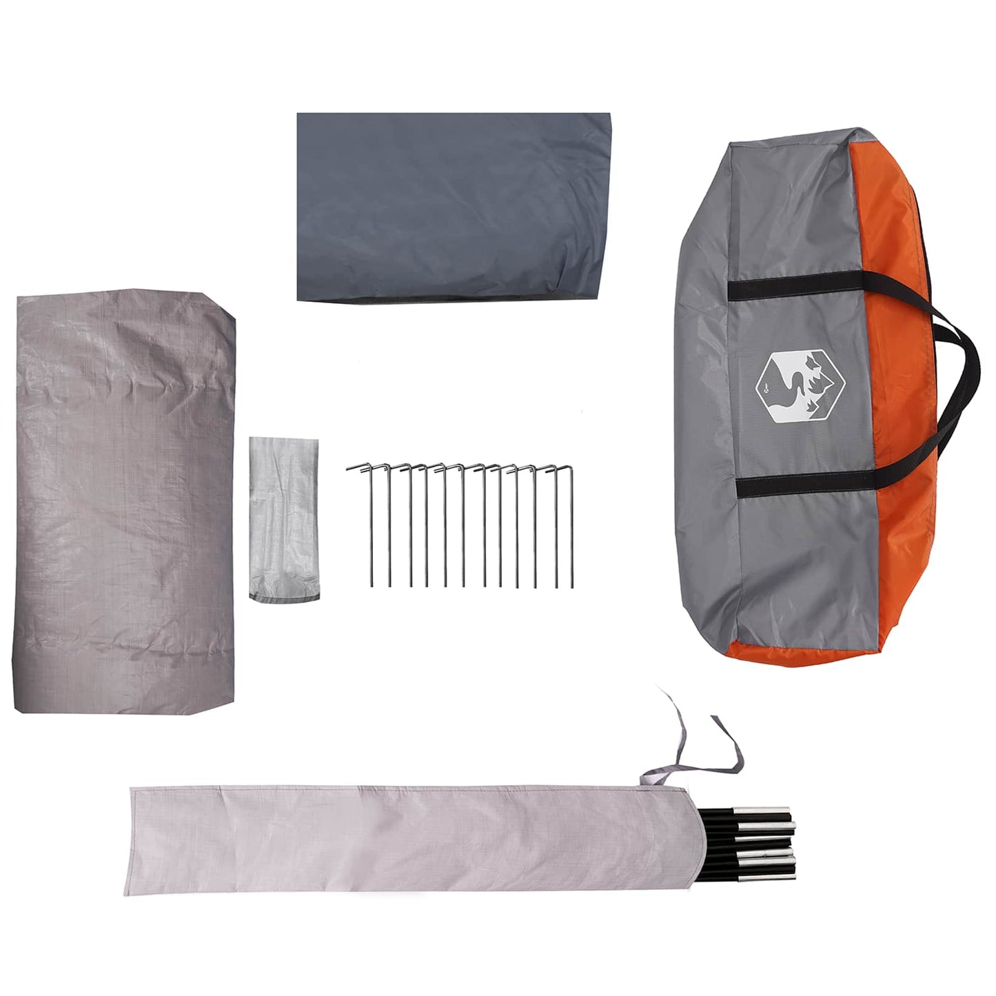 Kuppelzelt mit abnehmbarem Regenfly 8 Personen Grau und Orange