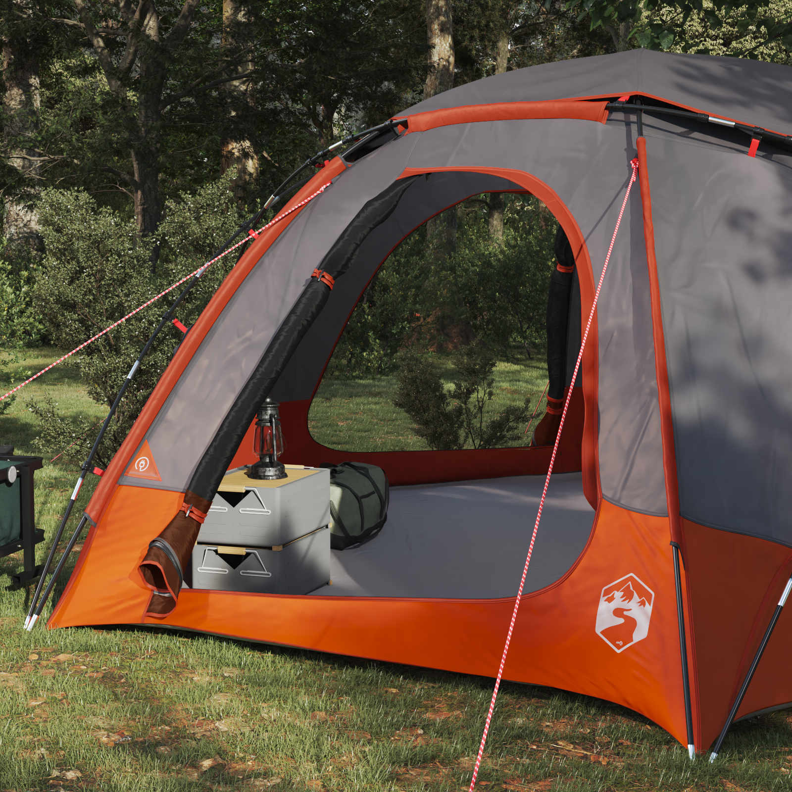 Kuppelzelt mit abnehmbarem Regenfly 8 Personen Grau und Orange