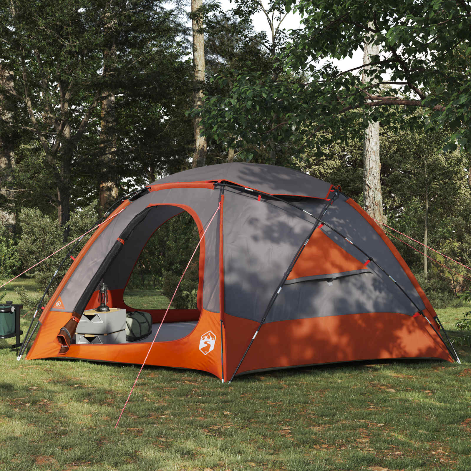 Kuppelzelt mit abnehmbarem Regenfly 8 Personen Grau und Orange