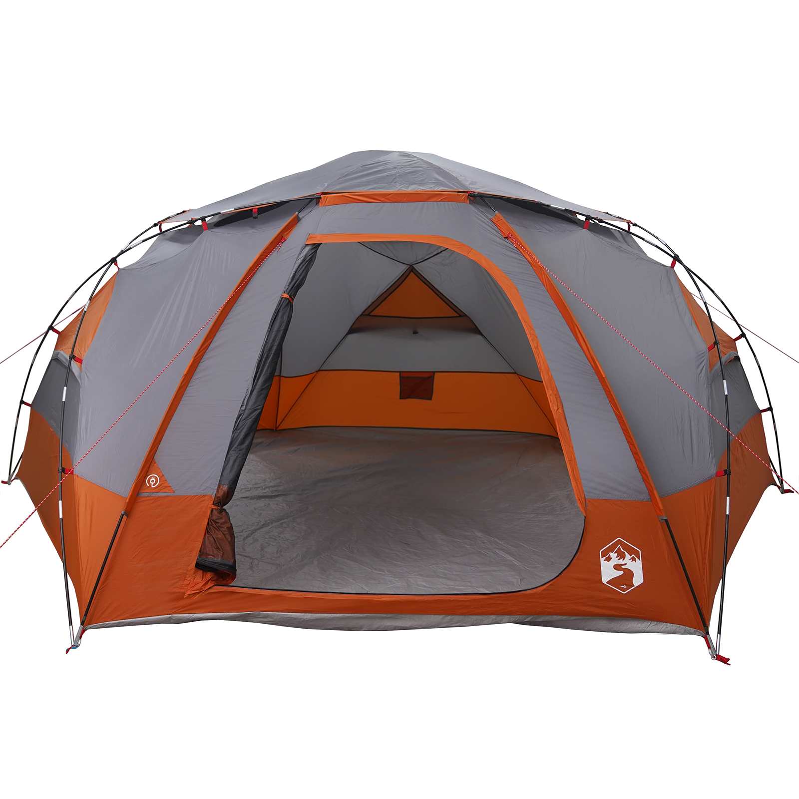 Kuppelzelt mit abnehmbarem Regenfly 8 Personen Grau und Orange