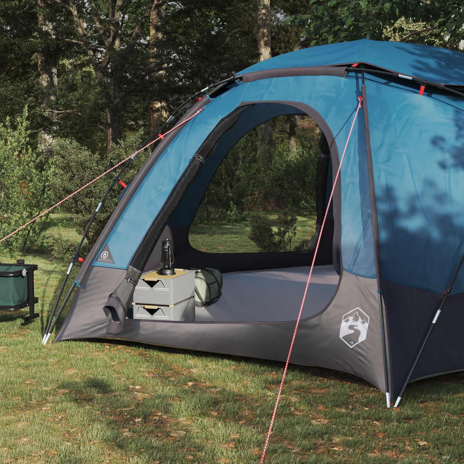 Kuppelzelt mit abnehmbarem Regenfly 12 Personen Blau