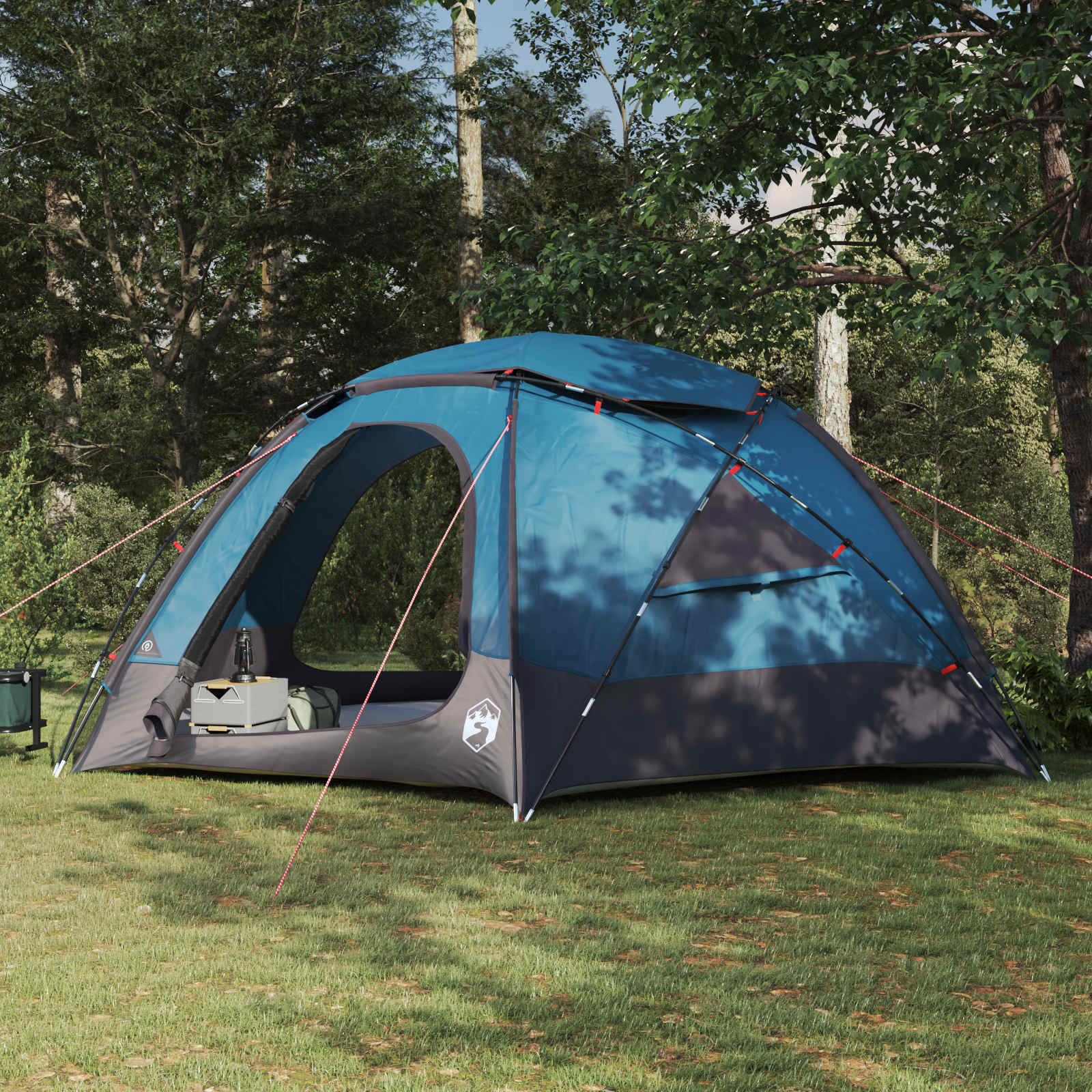 Kuppelzelt mit abnehmbarem Regenfly 12 Personen Blau