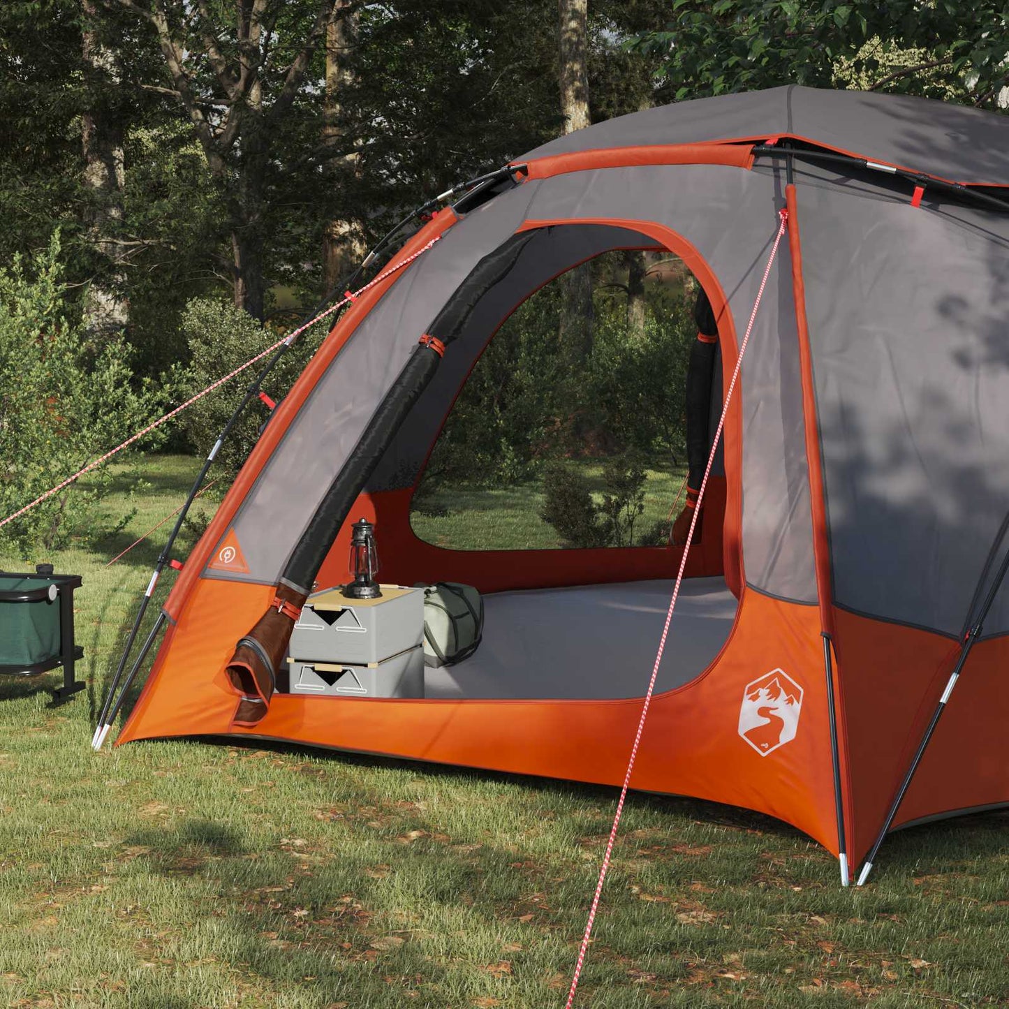 Kuppelzelt mit abnehmbarem Regenfly 12 Personen Grau und Orange