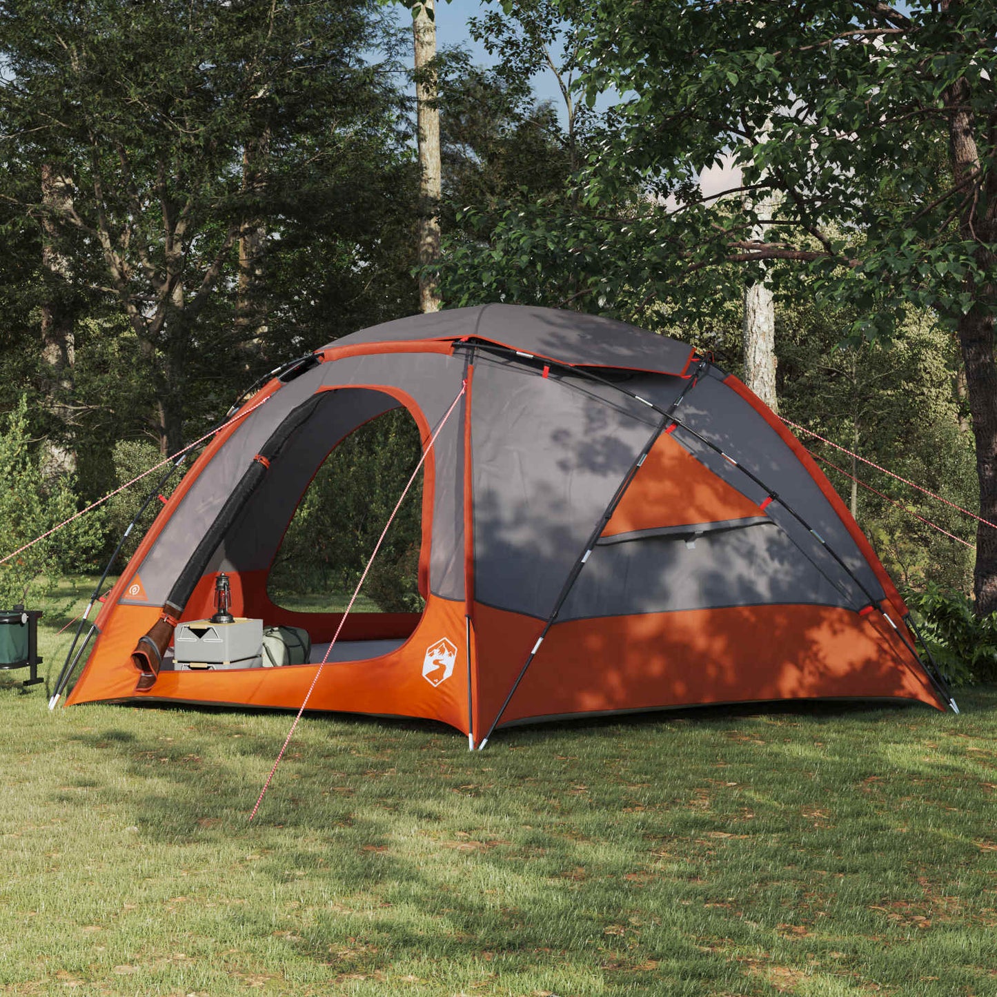 Kuppelzelt mit abnehmbarem Regenfly 12 Personen Grau und Orange