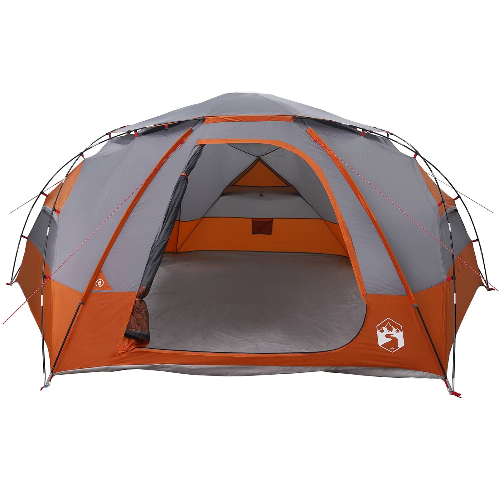 Kuppelzelt mit abnehmbarem Regenfly 12 Personen Grau und Orange