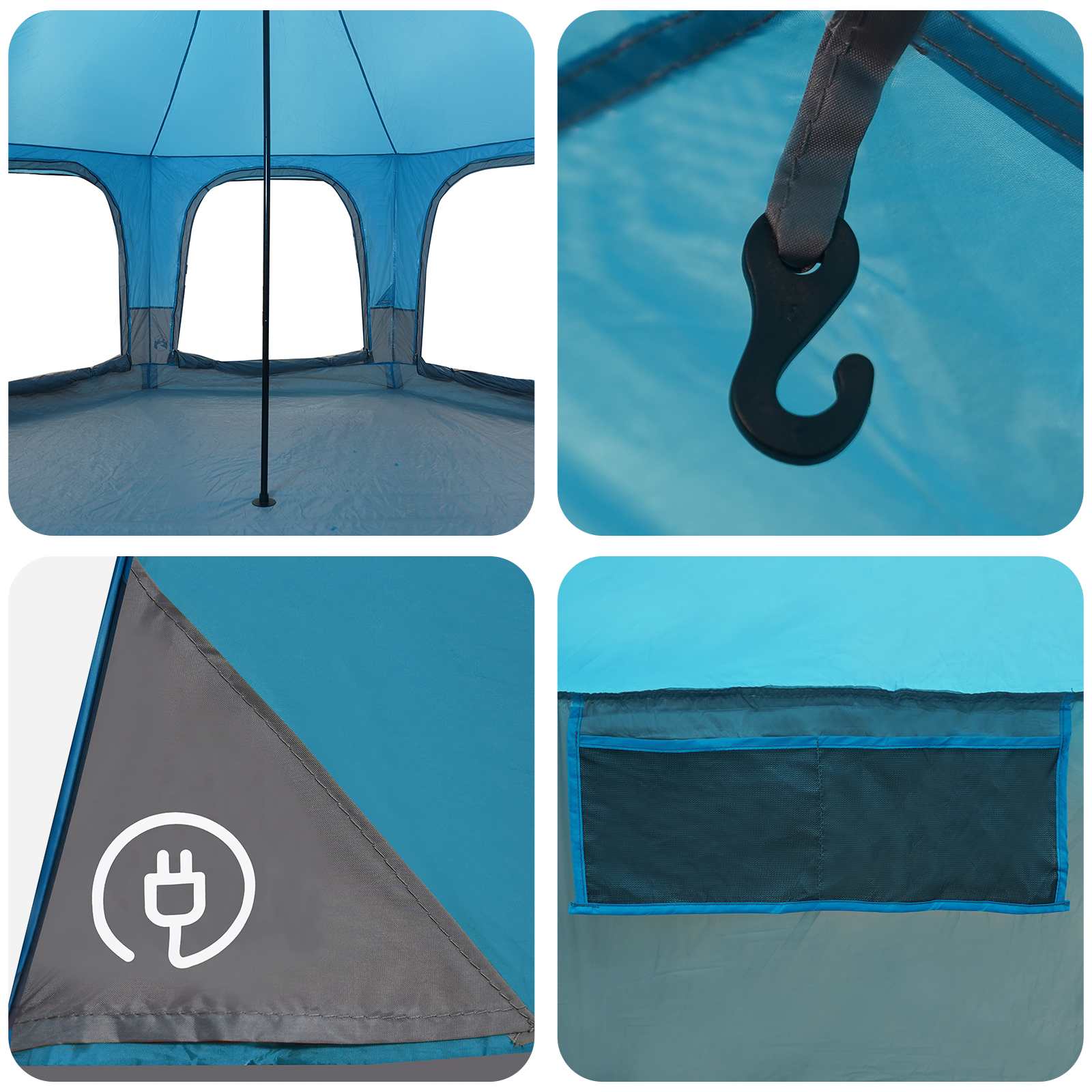 Familienzelt 5 Personen Blau 185T Polyester mit PU-Beschichtung
