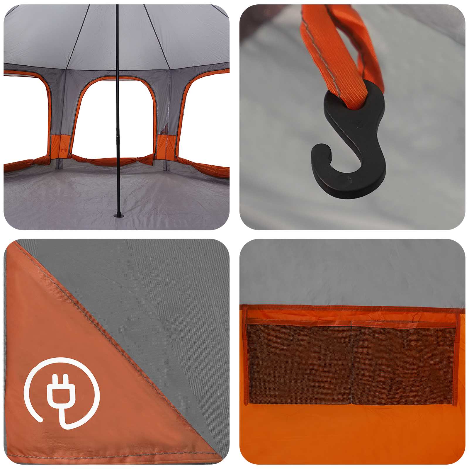 Familienzelt 5 Personen Grau und Orange