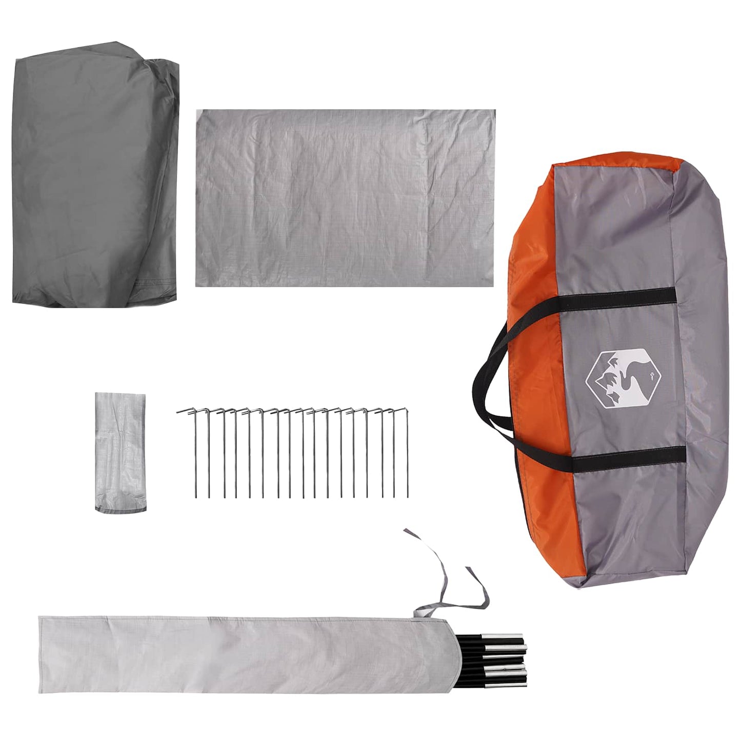 Tunnelzelt Grau und Orange 361 x 235 x 147 cm