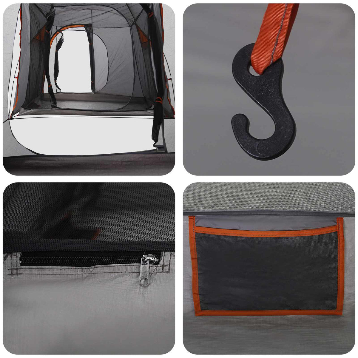 Tunnelzelt Grau und Orange 520 x 260 x 175 cm