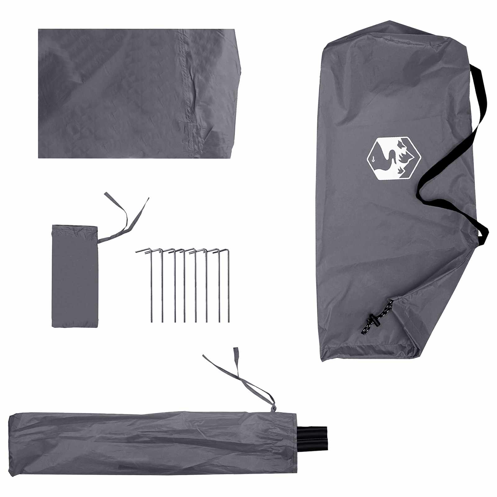 2-in-1 Regenponcho mit Kapuze Grau und Orange