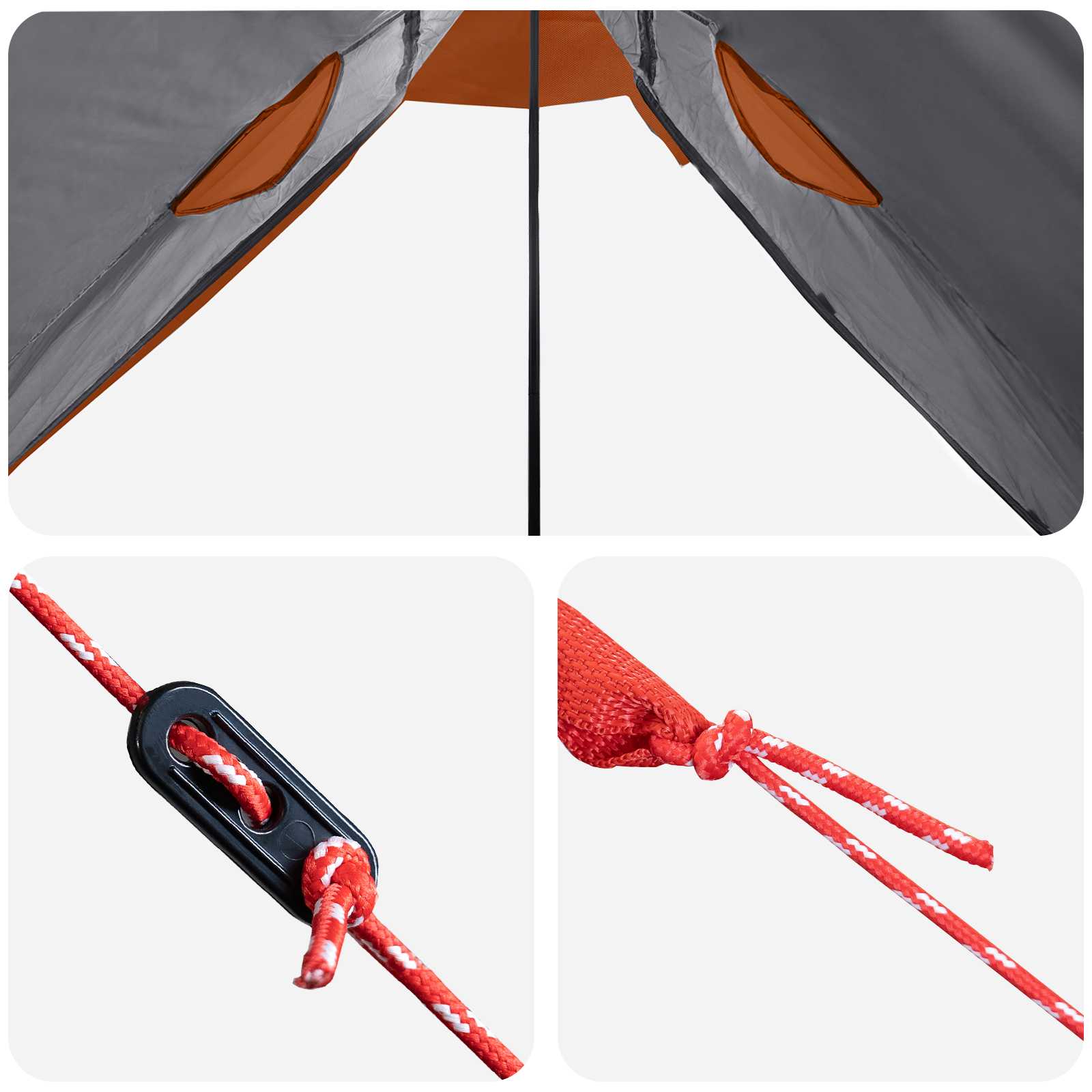 2-in-1 Regenponcho mit Kapuze Grau und Orange